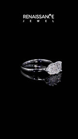 Platinum Heart and Princess Toi Moi Ring with Prong Setting and Plain Band