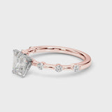 Rose gold Emerald Solitaire Diamond Ring with Bezel Set Side Stones and Prong Setting