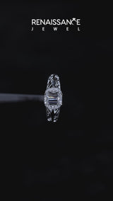 Platinum Emerald Solitaire Filigree Engagement Ring with Halo and Prong Setting