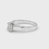 White gold Oval Solitaire Engagement Ring with Four-Prong Setting and Tapered Band