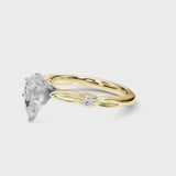Yellow gold Pear Solitaire Diamond Twisted Band with Four-Prong Setting