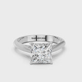 Platinum Princess Cut Diamond Solitaire Engagement Ring with Cathedral Setting and Four-Prong Mount