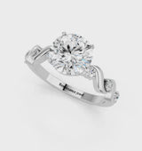 Platinum Round Solitaire Twisted Band with Prong Setting