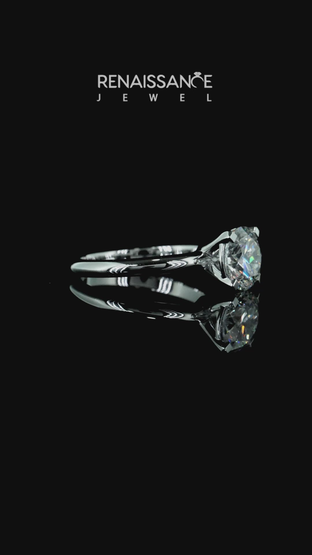 Platinum Heart Solitaire Engagement Ring with Classic Band and Four-Prong Setting 3