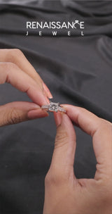 Rose gold Asscher Cut Diamond Classic Solitaire Ring with Pavé Band and Four-Prong Setting