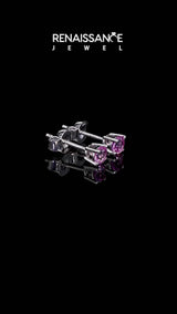 White gold Round Cut Pink Sapphire Stud Earrings