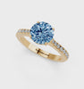 Yellow gold Fancy Blue Round  Cut Solitaire Diamond Engagement Ring with Pave Band and Four-Prong Setting_24