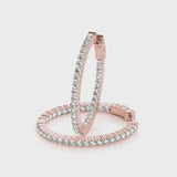 Rose gold Round Cut Diamond Hoop Earrings with Channel Setting and Four-Prong Setting