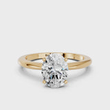 Yellow gold Oval Cut Diamond Solitaire Ring with Six-Prong Setting and Classic Band