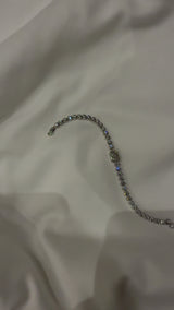 White gold Bezel-Set Round Diamond Tennis Bracelet with Radiant Center Diamond