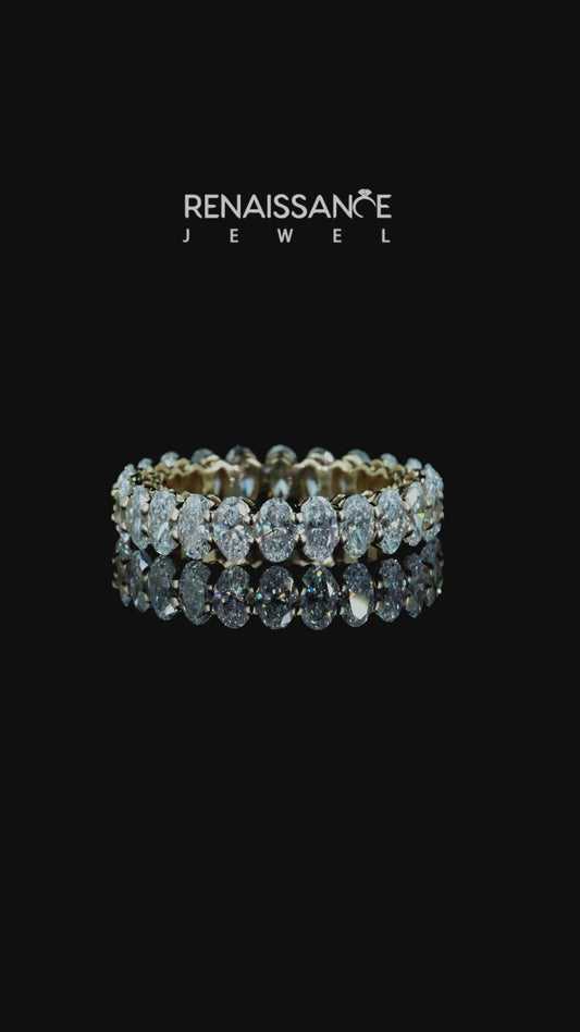 Yellow gold Oval Cut Diamond Eternity Band with Shared Prong Setting