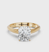 Yellow gold Radiant Cut Diamond Solitaire Engagement Ring with Cathedral Setting and Four-Prong Mount