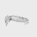 White gold Pear Solitaire Twisted Band Prong Set Engagement Ring