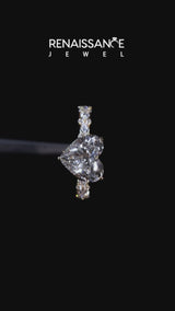 Yellow gold Heart Cut Diamond Side Stone Solitaire Ring with Round  and Four-Prong Setting