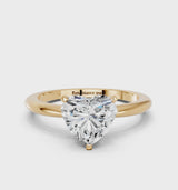 Yellow gold Heart Cut Diamond Solitaire Ring with Six-Prong Setting and Classic Band
