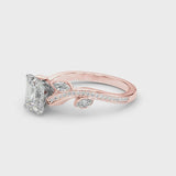Rose gold Radiant Diamond Swirl Band with Prong Setting