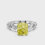 Platinum Fancy Yellow Radiant  Solitaire Twisted Band with Prong Setting