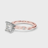 Rose gold Princess Solitaire Diamond Twisted Band with Four-Prong Setting