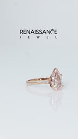 Rose gold Fancy Pink Pear Cut Diamond Solitaire Engagement Ring with Classic Band and Four-Prong Setting