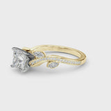 Yellow gold Princess Diamond Swirl Band with Prong Setting