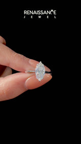 White gold Emerald Cut Solitaire Diamond Ring with Six-Prong Setting and Classic Band