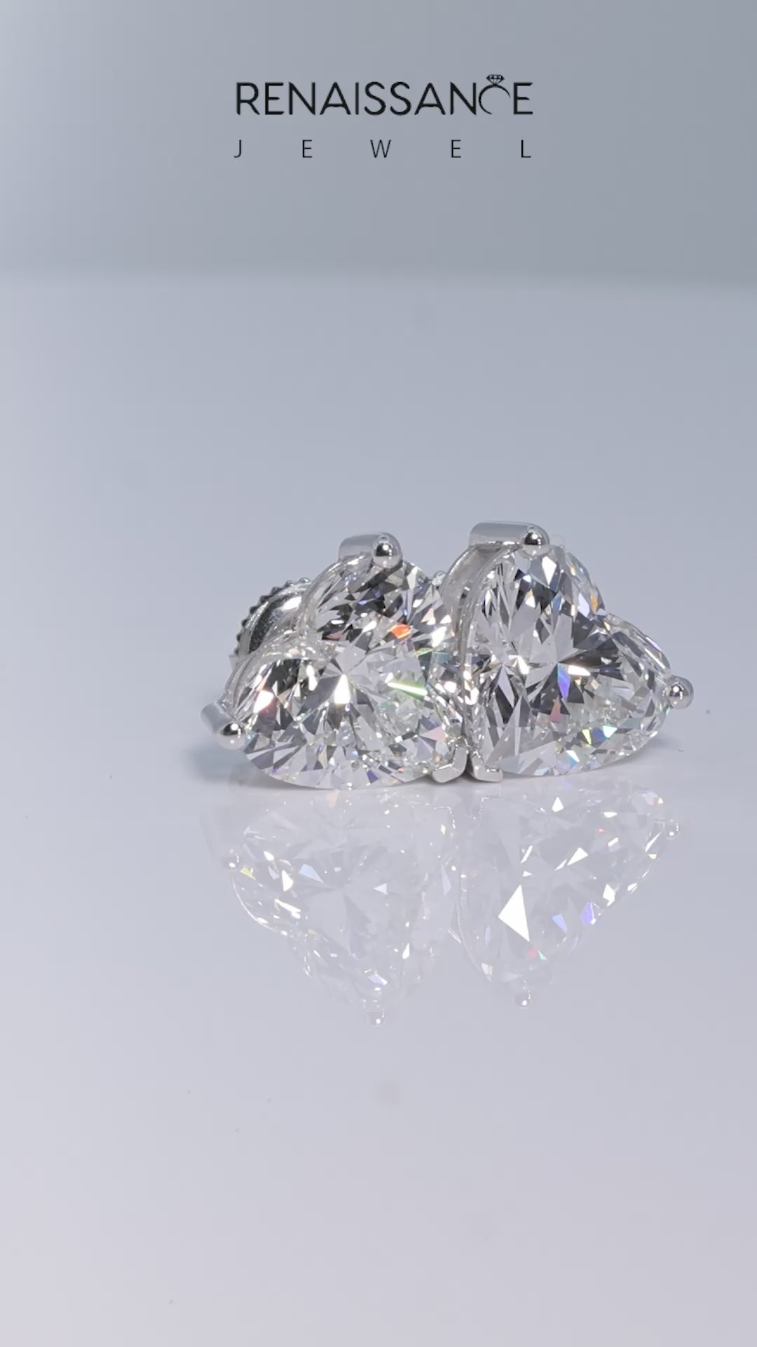 Silver Heart Brilliant Diamond Stud Earrings_74