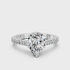 White gold Pear Cut Solitaire Diamond Engagement Ring with Pave Band and Four-Prong Setting_106
