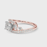 Rose gold Cushion Solitaire with Pavé Twist Band and Four-Prong Setting