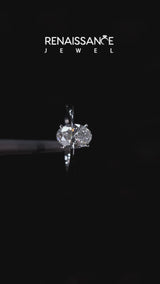 10K White Gold 1.05 Carat E VVS2 Oval Solitaire Engagement Ring with Classic Band and Four-Prong Setting