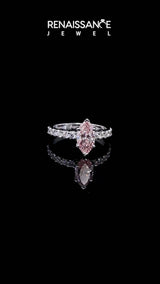 White gold Fancy Pink Marquise Cut Diamond Solitaire Ring with Round  Pavé Band and Prong Setting