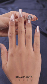 White gold Asscher Cut Diamond Solitaire Ring with Split Shank and Prong Setting
