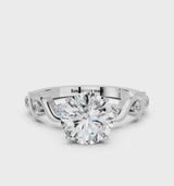 White gold Asscher Solitaire Twisted Band with Prong Setting