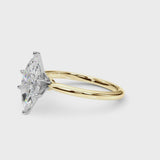 10K Yellow Gold 1 Carat E VS1 Marquise Solitaire Engagement Ring with Classic Band and Four-Prong Setting