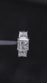 White gold Heart Cut Diamond Three-Stone Ring with Four-Prong Setting and Classic Band
