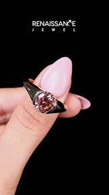 Yellow gold Fancy Pink Round  Solitaire Tension Set Diamond Ring