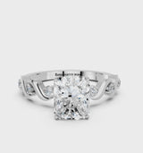 White gold Radiant Solitaire Twisted Band with Prong Setting