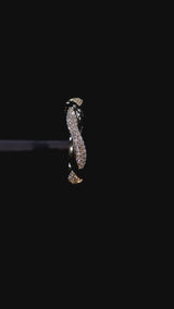 18K Yellow Gold Pavé Round Diamond Twist Eternity Band with Prong Setting