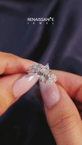 Silver Pear Solitaire Marquise Twist Band with Six-Prong Setting