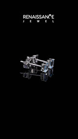Silver Emerald Cut Blue Topaz Stud Earrings