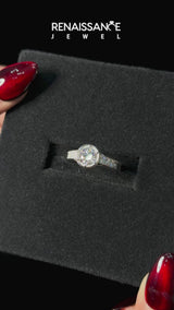 White gold Bezel Set Pear Diamond Milgrain Pave Engagement Ring