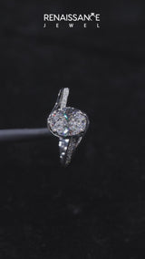 White gold Asscher Cut Diamond Solitaire Ring with Split Shank and Prong Setting