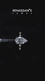 Yellow gold Pear Solitaire Diamond Ring with Bezel Set Side Stones and Prong Setting