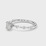 Platinum Oval Solitaire Diamond Ring with Bezel Set Side Stones and Prong Setting
