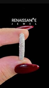 White gold Three-Row Round Diamond Eternity Band with Shared Prong Setting