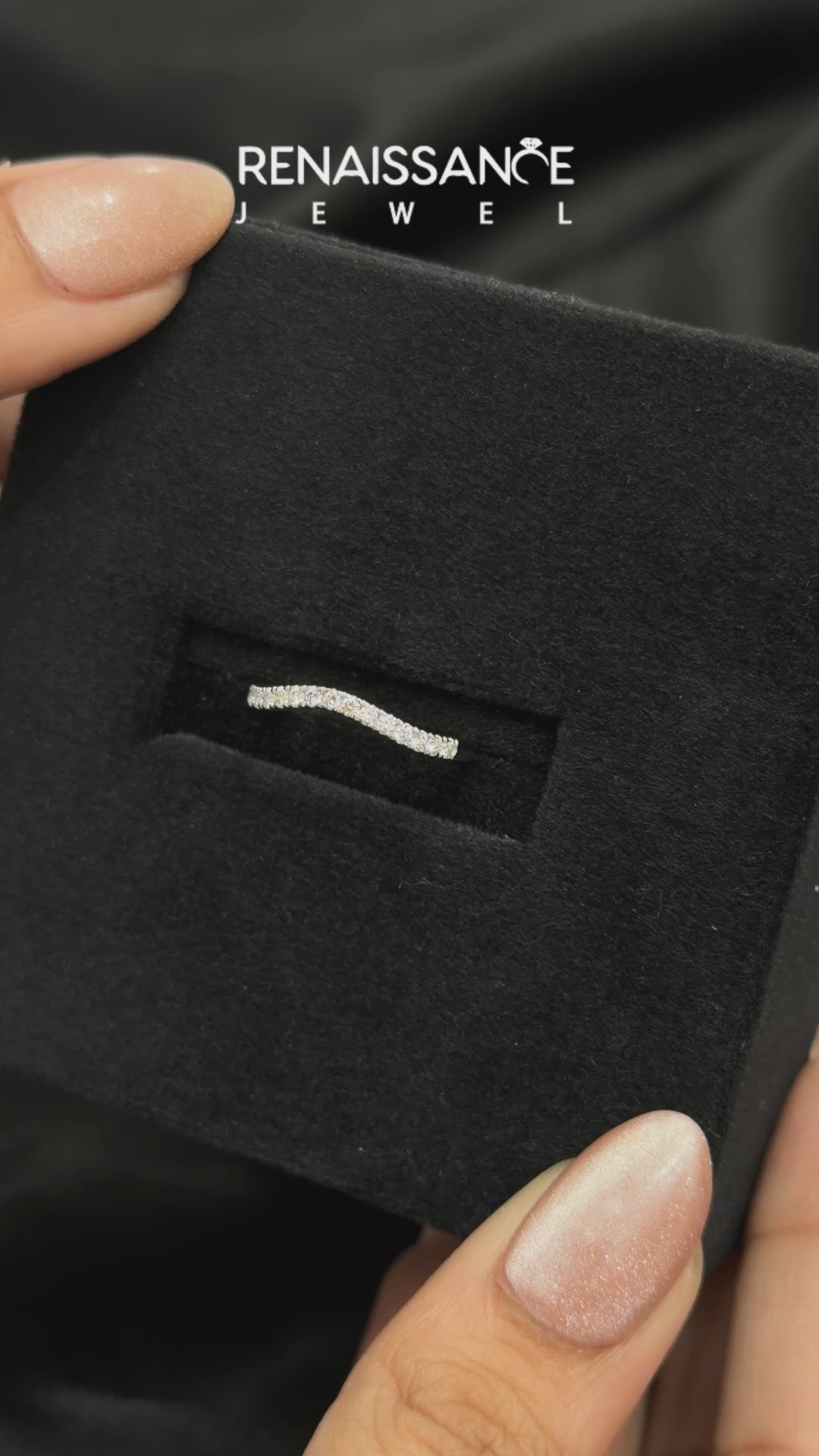 White gold Diamond Pavé Curved Wedding Band_15