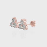 Rose gold Triangular Cluster Round Diamond Stud Earrings with Prong Setting