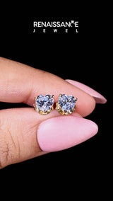 Yellow gold Heart Cut Aquamarine Stud Earrings