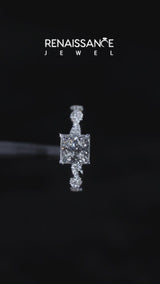Yellow gold Princess Solitaire Twisted Pave Band with Four-Prong Setting
