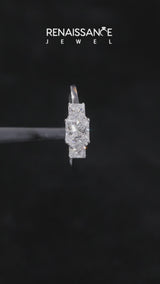 Silver Three-Stone Princess Cut Solitaire Ring with Classic Prong Setting