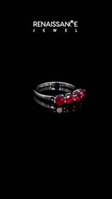 Silver Four-Stone Round Ruby Prong-Set Band